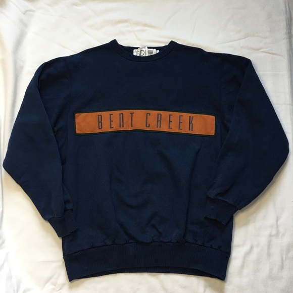 VTG 90s SDI Navy and Suede Bent Creek Golf Course Sweatshirt - Picture 1 of 11
